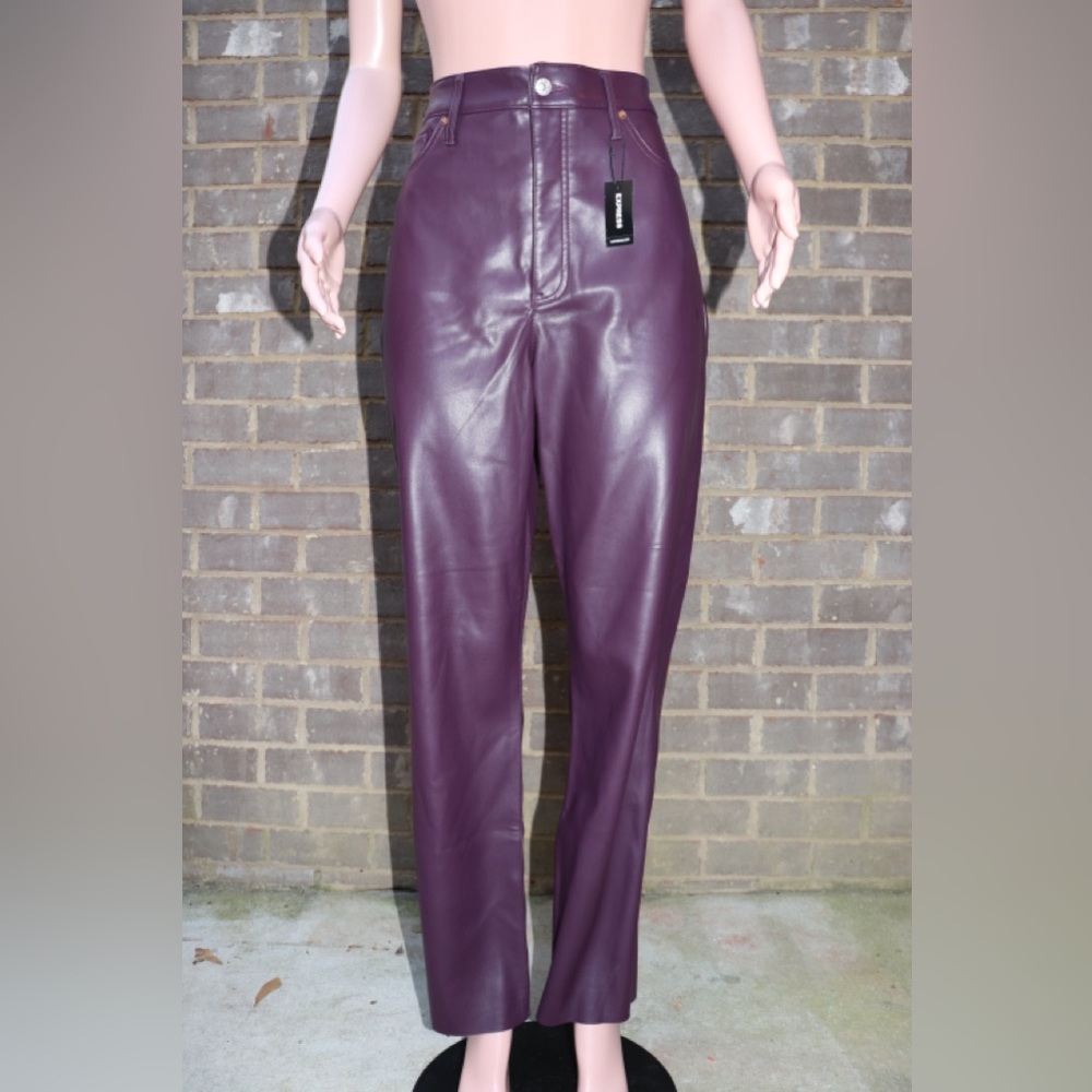 Express Women's Purple Straight Leg Pants - Picture 3 of 3
